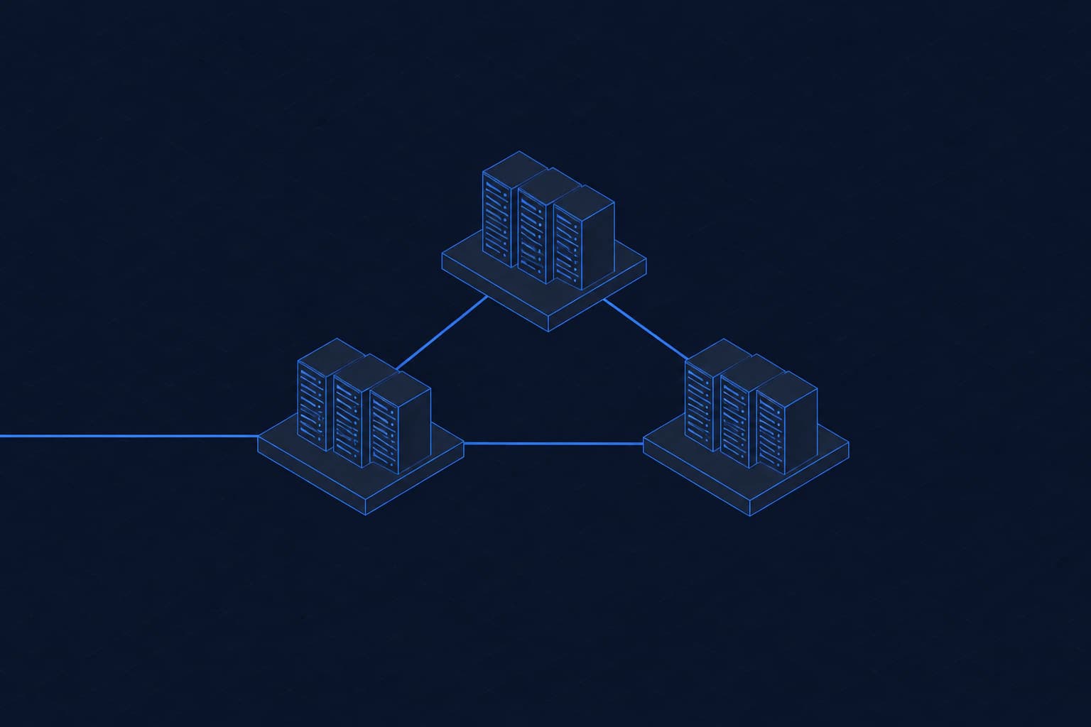 Illustration: clusters of server racks in a cloud region, joined by data lines.